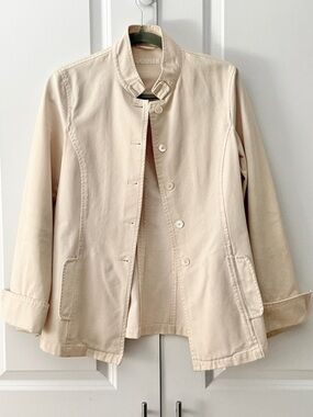 Schumacher Structured Jacket Cream Lightweight with Mandarin Collar | Size S